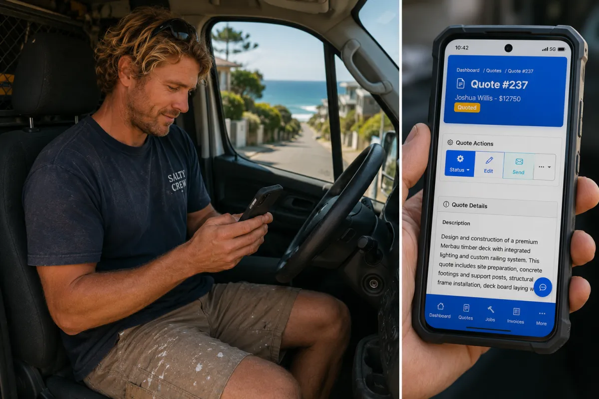 Quoting a job from the van on a phone